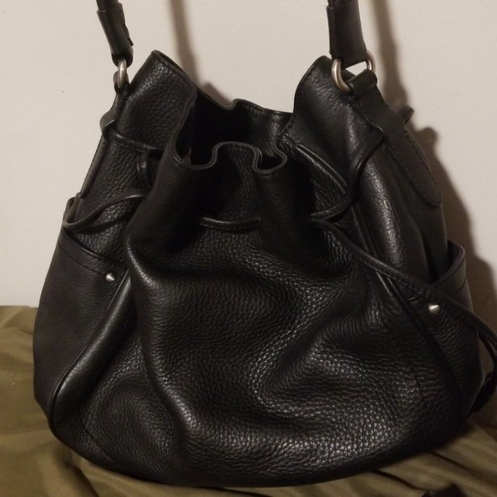 Cole Haan Black Leather Bucket Bag